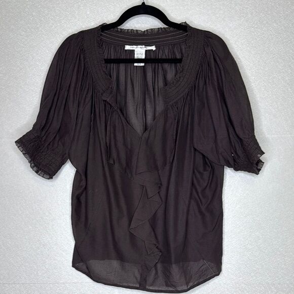 Diane Von Furstenberg Figue Ruffle Blouse 12 - Picture 2 of 6